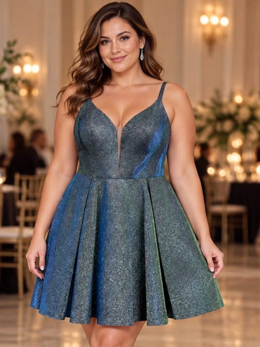 Jolene Collection 19538 Green Glitter Mini Prom Dress Size 14 NWT